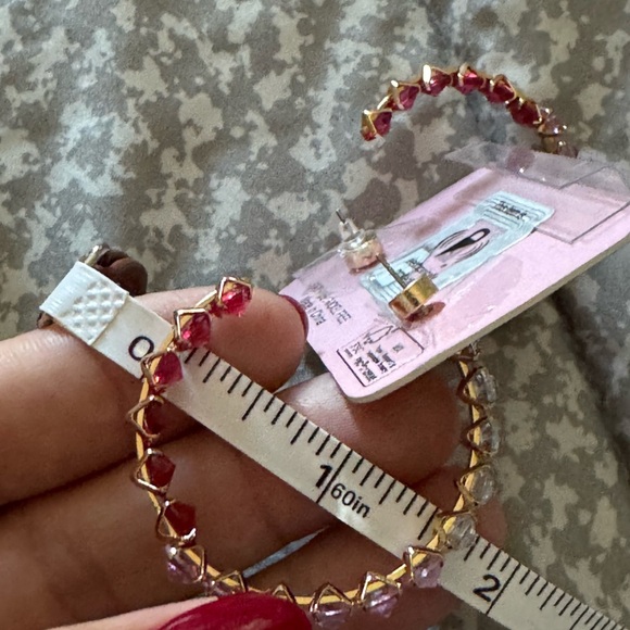 Piper Crystal Hoop Earrings in Pink and Red - Picture 4 of 4